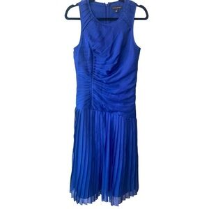 Banana Republic Midi Pleated Tall Blue Slip‎ Look Drop Waist Y2K Dress Size 6
